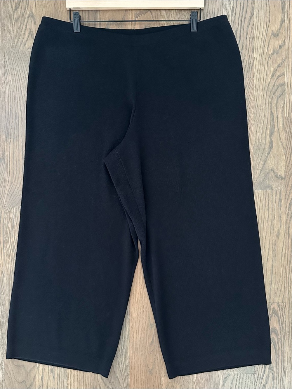 NWT Eileen Fisher Wool Knit Crepe Wide Leg Crop Pant in Black Size 1X - Picture 4 of 12